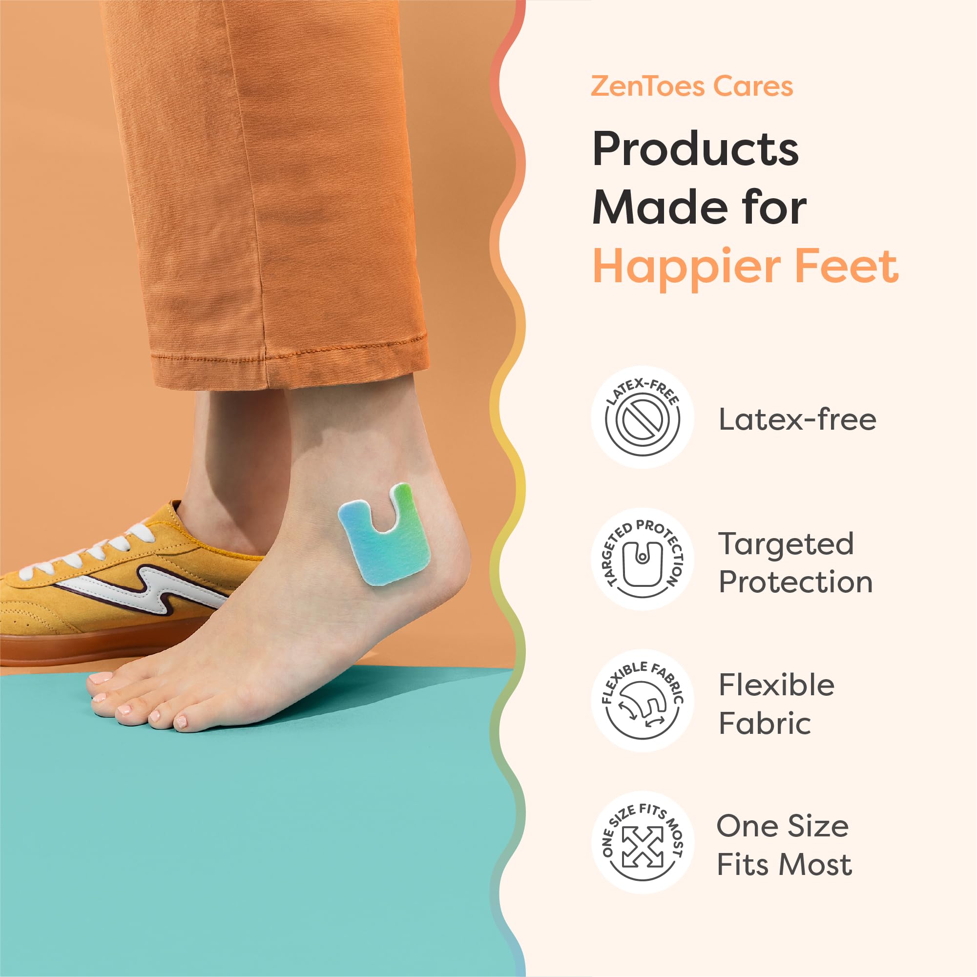 ZenToes Almohadillas de fieltro en forma de U que protegen los callos de roces en los zapatos, reducen el dolor de pies y talones, cojines autoadhesivos de moleskin de 1/8 pulgadas, 18 unidades