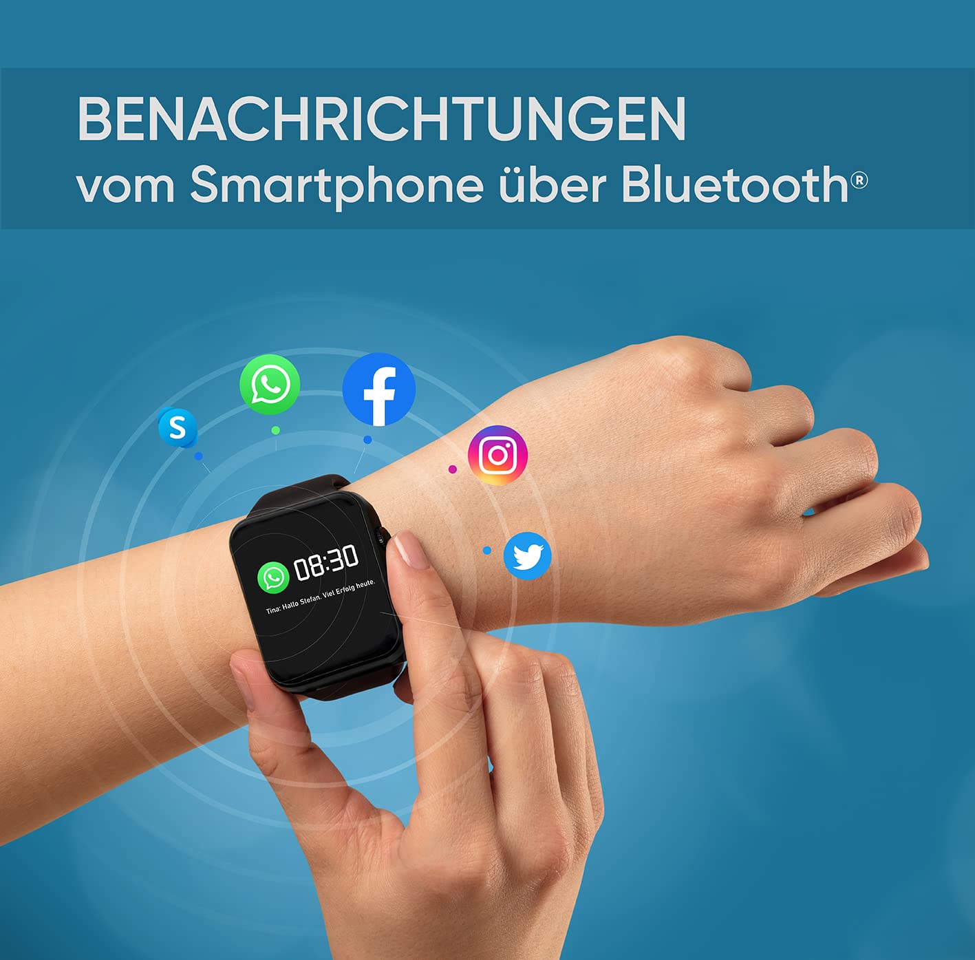 HEYRO FIT 21 – Fitness Wearable zegarek na rękę z Bluetooth i licznymi funkcjami, m.in. pomiar ciśnienia krwi, pulsometr, EKG, PPG, licznik kalorii i krokomierza