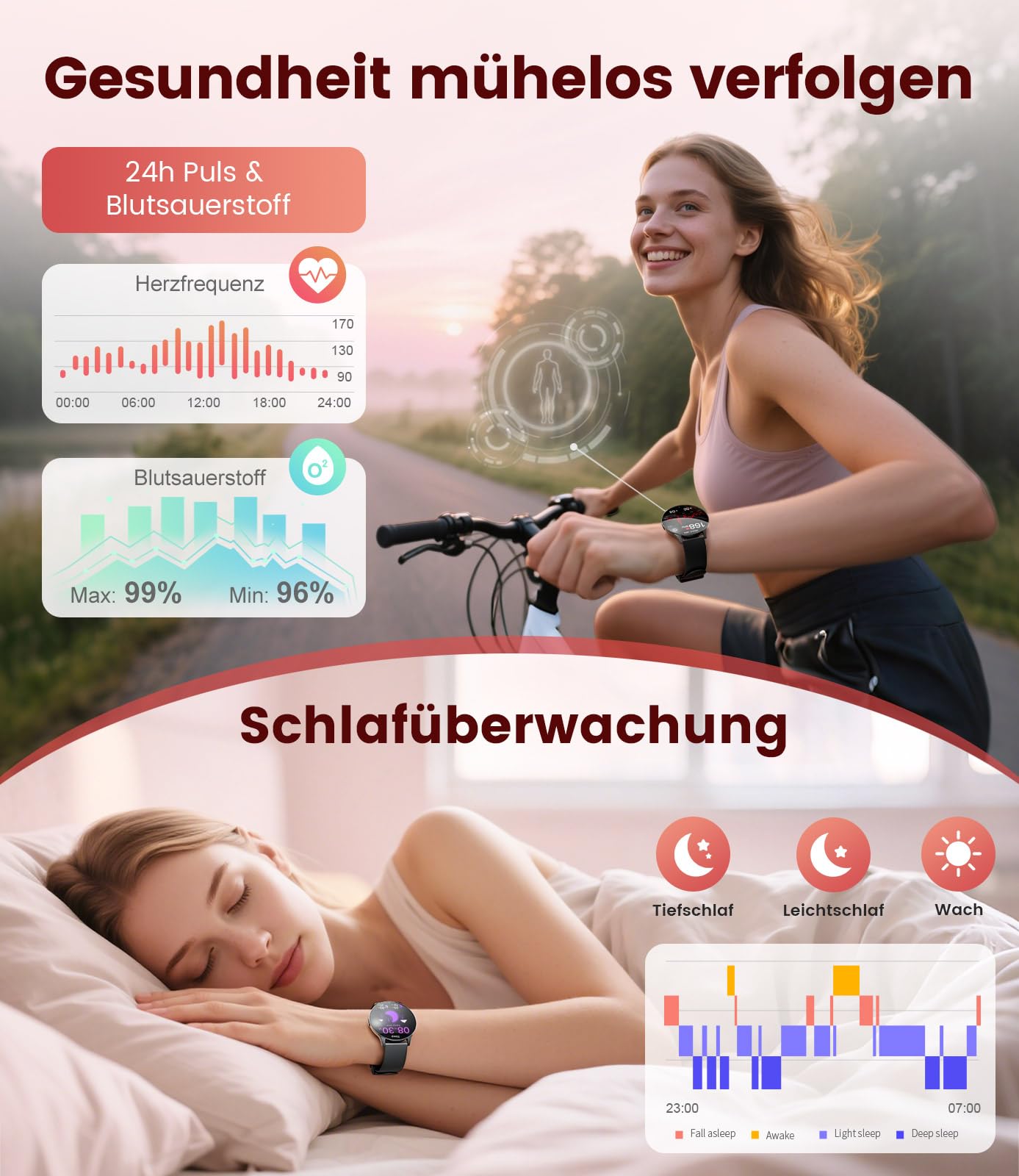 2026 Smartwatch Damen Elegant mit Telefonfunktion,1,43 zoll Amoled Touchscreen Smartwatch mit 120+ Sportmodi,Herzfrequenz,Schrittzähler,SpO2,Schlaf,IP68 Wasserdicht für Android iOS,Schwarzes Gold