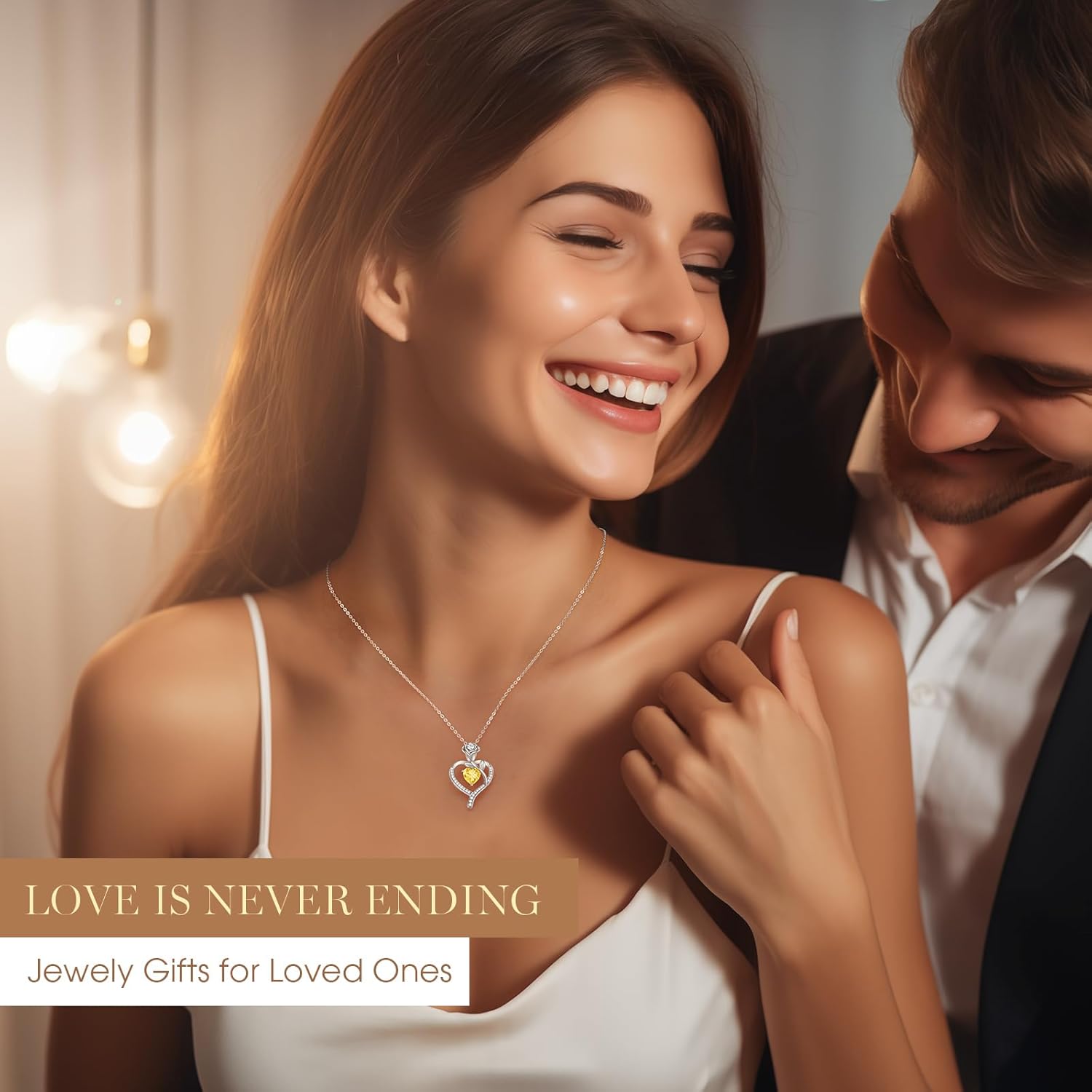 LOUISA SECRET Rose Flower Heart Birthstone Necklaces for Women, 925 Sterling Silver Fine Jewelry, Pendant Heart Necklaces Birthday Anniversary Christmas Gift for Women Wife Mom Girlfriend Lady - Image 7