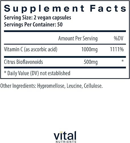 Miniatura 9 de Vital Nutrients - Vitamina C con bioflavonoides - Vitamina C y fórmula bioflavonoide - 220 cápsulas vegetarianas