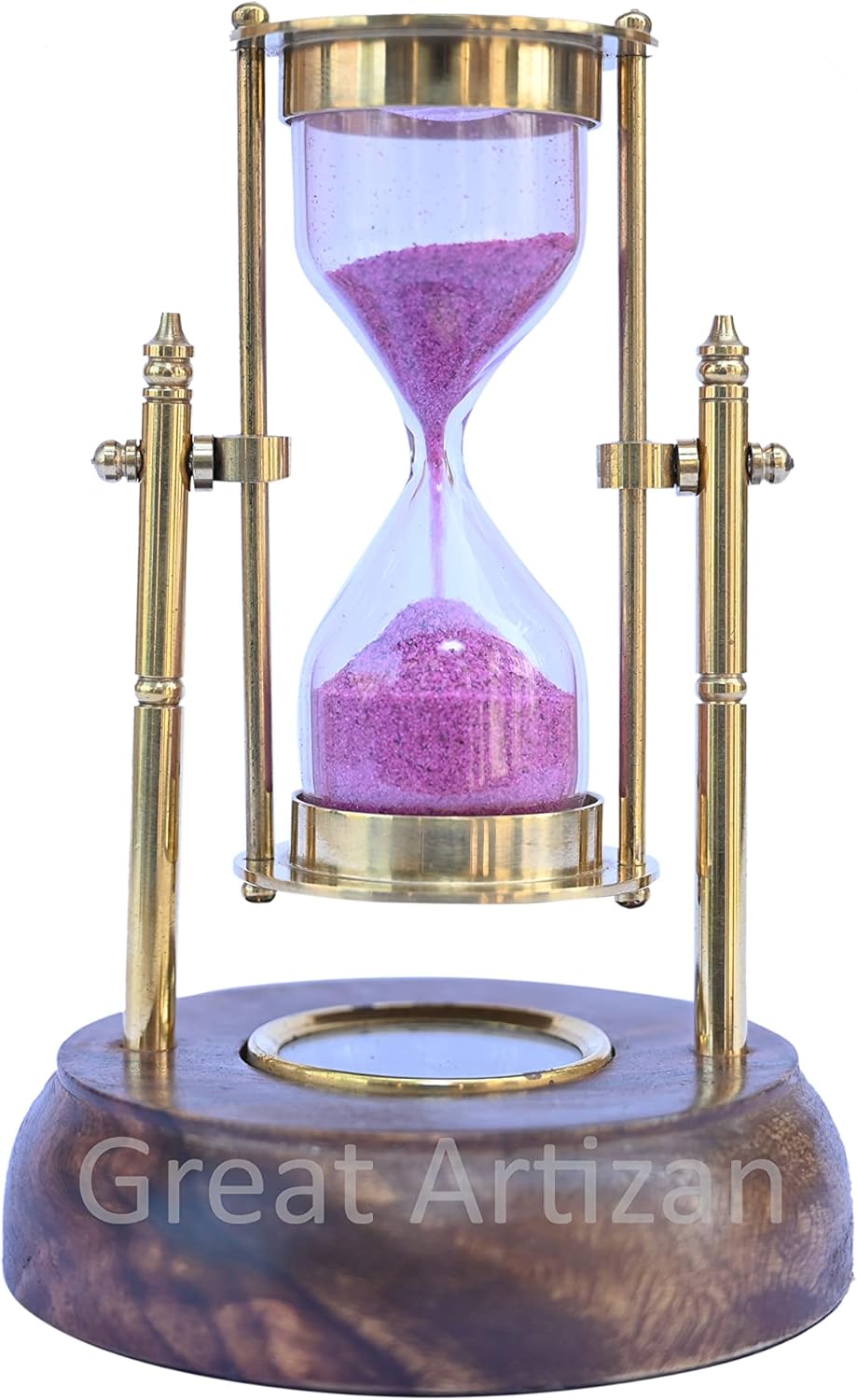 Sand Timer Hourglass, Vintage Look Brass 6 Inches Rotating Hourglass