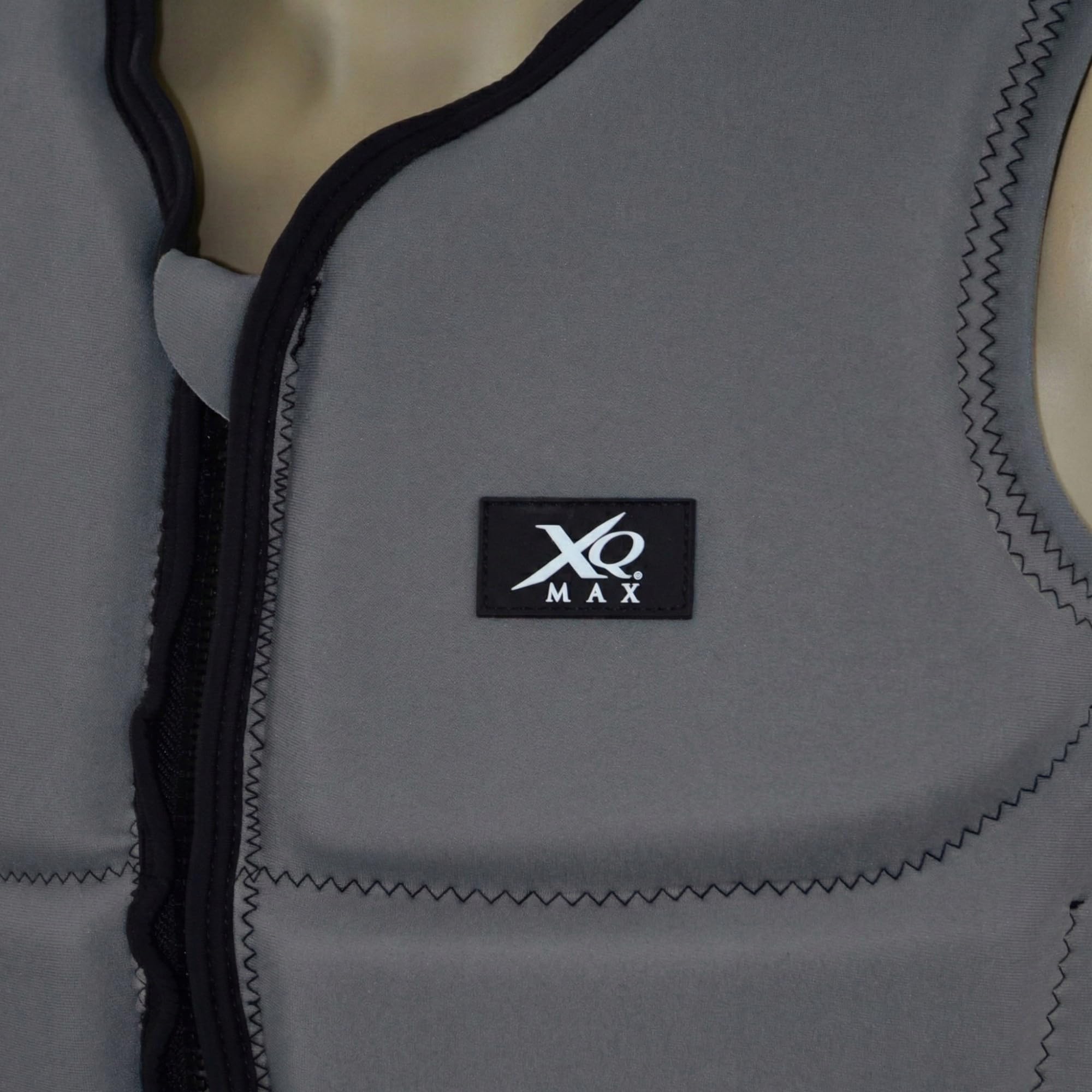 XQMax Neopren Schwimmweste 50N, Auftriebshilfe, ISO 12402-5, Größe L, Unisex, für SUP, Kajak, Boot, Kitesurfen, Schwarz/Grau