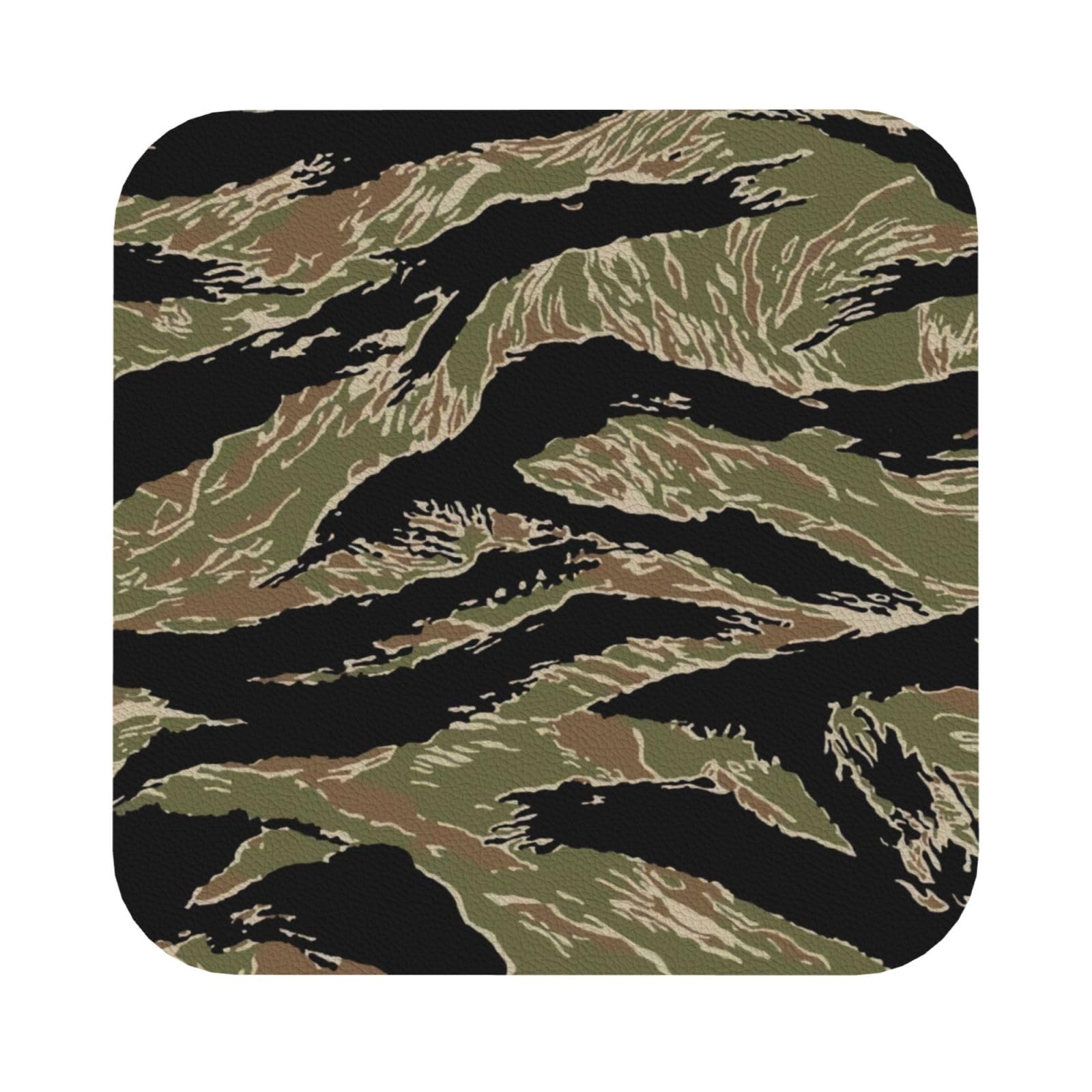 Tiger Stripe PU Leather Coasters Set of 6 Square Drink Coasters