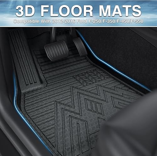 Miniatura 2 de Mixsuper Alfombrillas delanteras compatibles con Ford F-250F-350F-450F-550 2012-2016, súper resistentes con pedal lateral del conductor elevado,