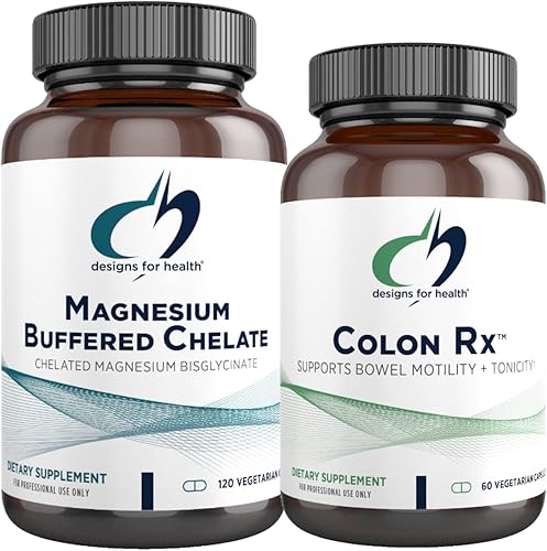 Designs for Health Colon Rx (60 cápsulas) + quelato tamponado de magnesio (120 cápsulas) – Paquete de desintoxicación de 2 productos con mangesio y