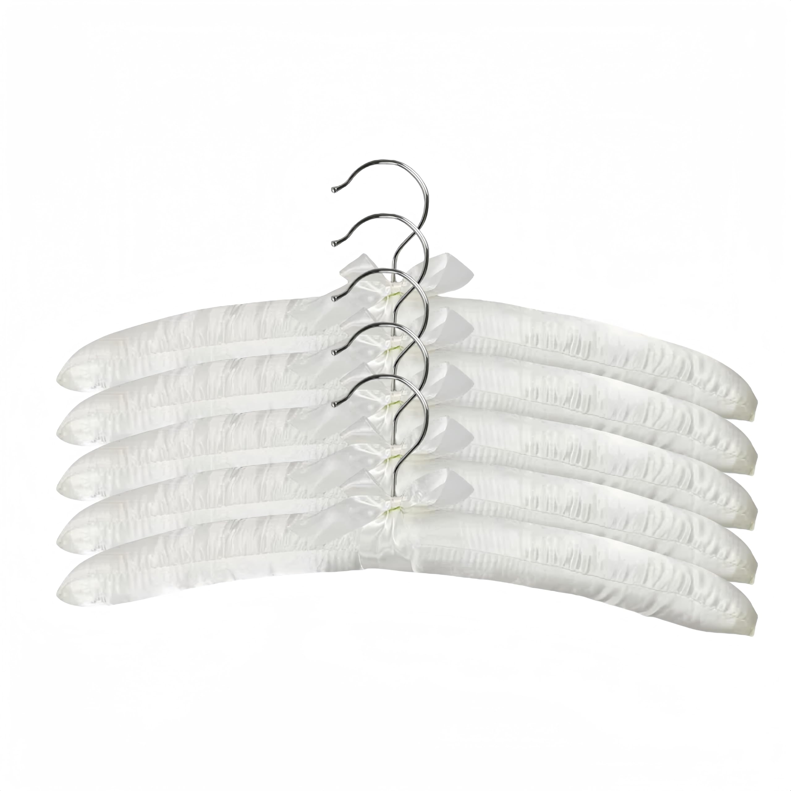 Wonafa 5 Pcs Satin Padded Hangers for Women Clothing, Sweater Hangers No Bump?Anti Slip Cushioned Hangers for Sweaters, for Clothes Sweaters Dresses Suits (5, White)