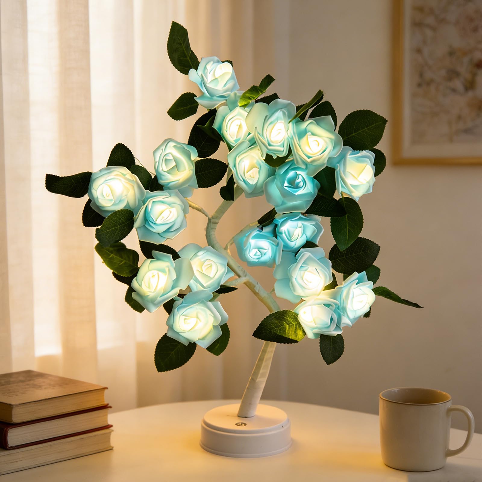 Richaa 18 LED Rose Flower Tree Lamp, LED Twinkle Rose Tree Table Lamp, Cute Fairy Light-Up Flower for Bedroom, Living Room, Party, Wedding, Birthday, Christmas Decor-4