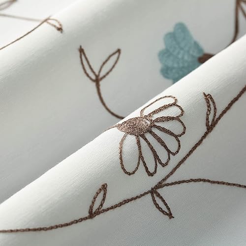 Miniatura 4 de VOGOL Cenefa de cortina bordada floral, elegante cortina decorativa con patrón de flores, para cafetería, cocina, ventana pequeña, bolsillo para