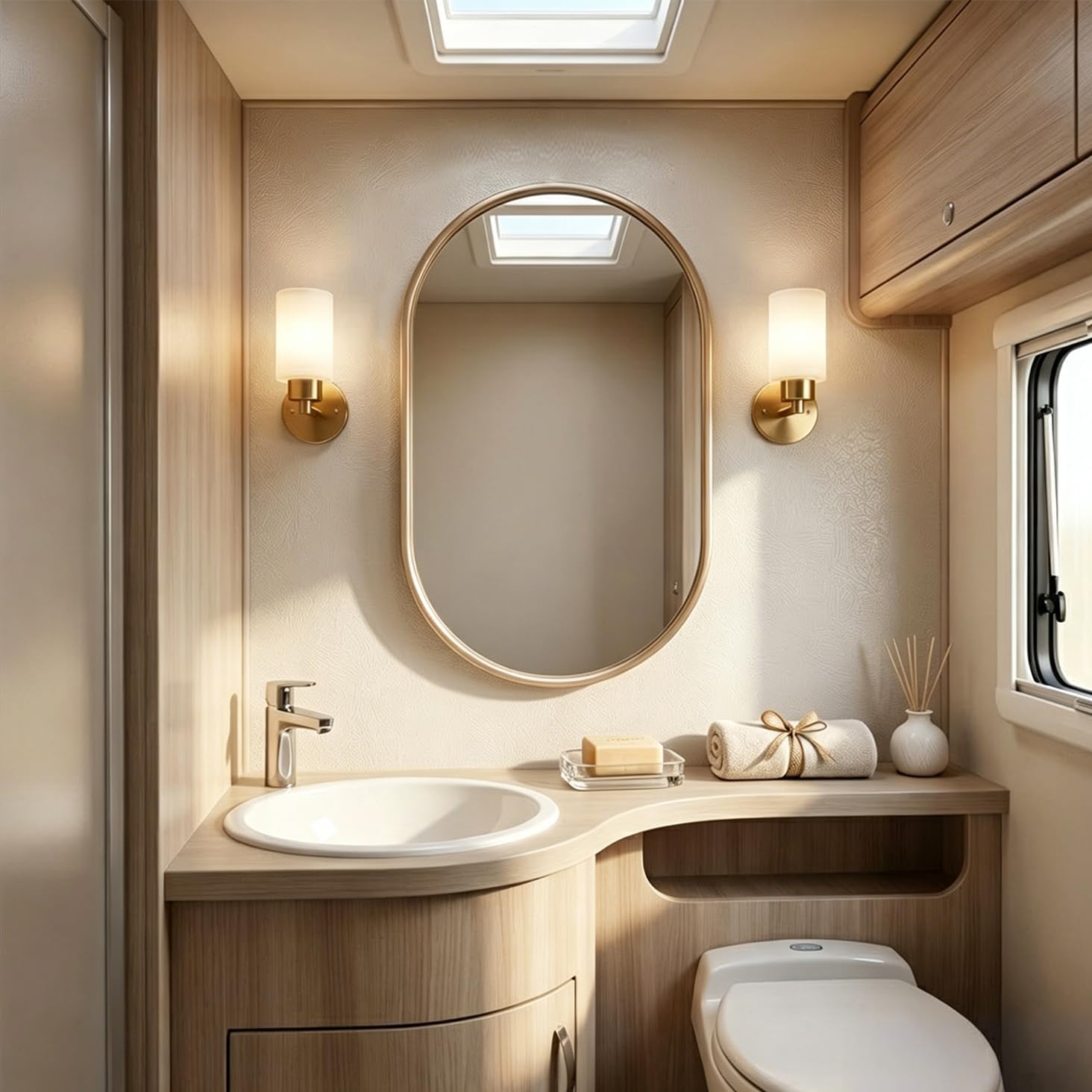 16x24 Oval Mirror - Pill Shaped Bathroom Vanity Mirror, Gold | Chic 16x24 Pill Shaped Gold Mirror | Rustproof Aluminum Frame | Easy Z Clip Hanging | Perfect for Small Spaces