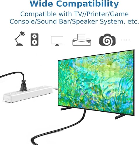Miniatura 4 de Cable de alimentación de TV de 10 pies de repuesto para Samsung LG TCL Sony (listado UL - cable de alimentación C7 de 18 AWG)