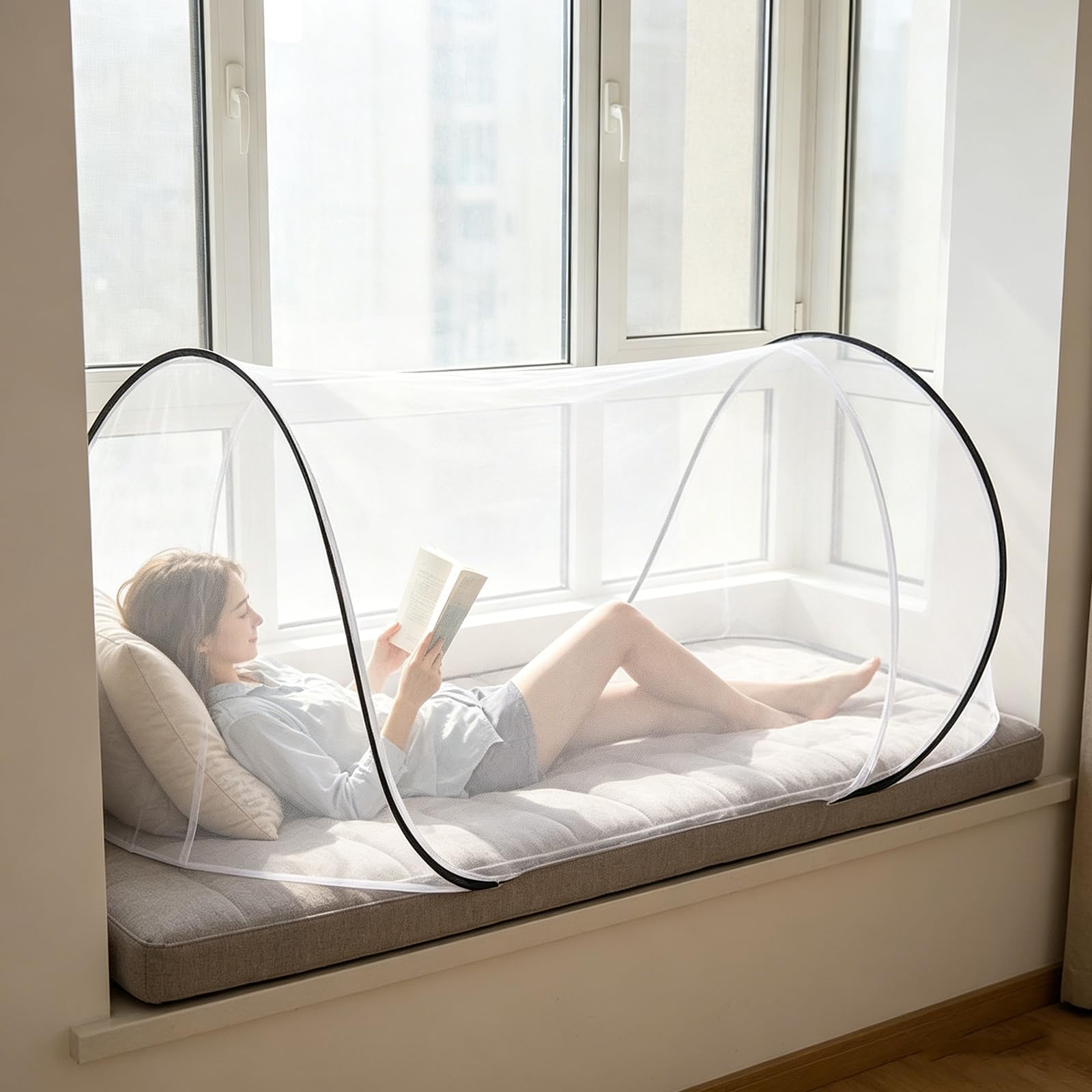 Zanzariera pop-up per letto singolo, 200 x 80 x 56 cm, pieghevole, zanzariera da viaggio, zanzariera portatile, zanzariera per campeggio, interni ed esterni