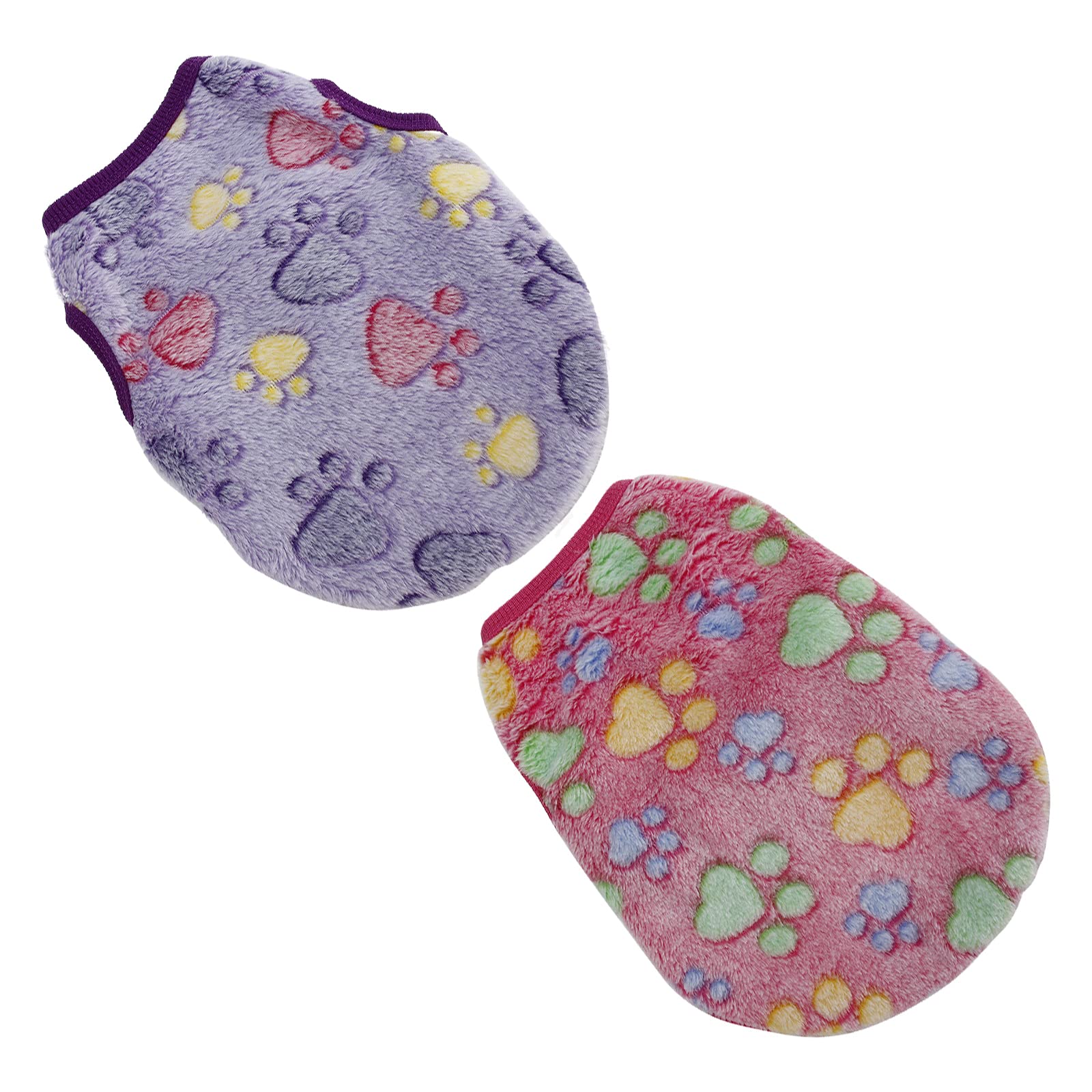 Pcs Warm Pet Shirt Footprints Pattern Pet Plush Pullover Soft Dog Plush  Warm Hoodies Coat Apparel for Rabbit Cat Kitten Dog Puppy (XXS)