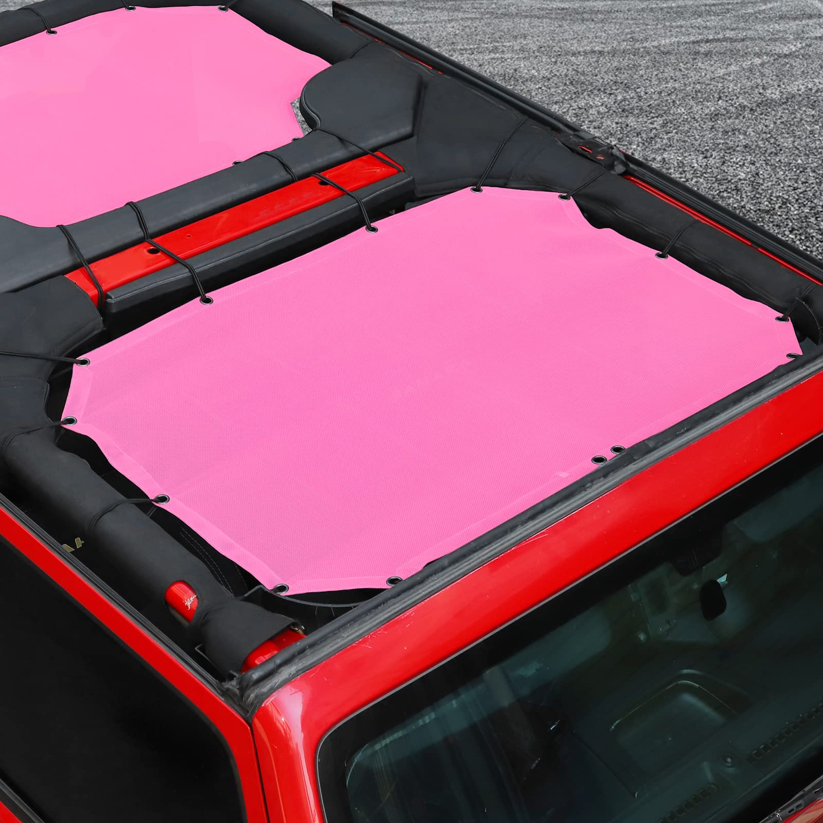 SHINEKA U.S. Flag Mesh Sunshade Roof Cover – Fits Jeep Wrangler JKU 4 Door 2007-2017, UV Protection