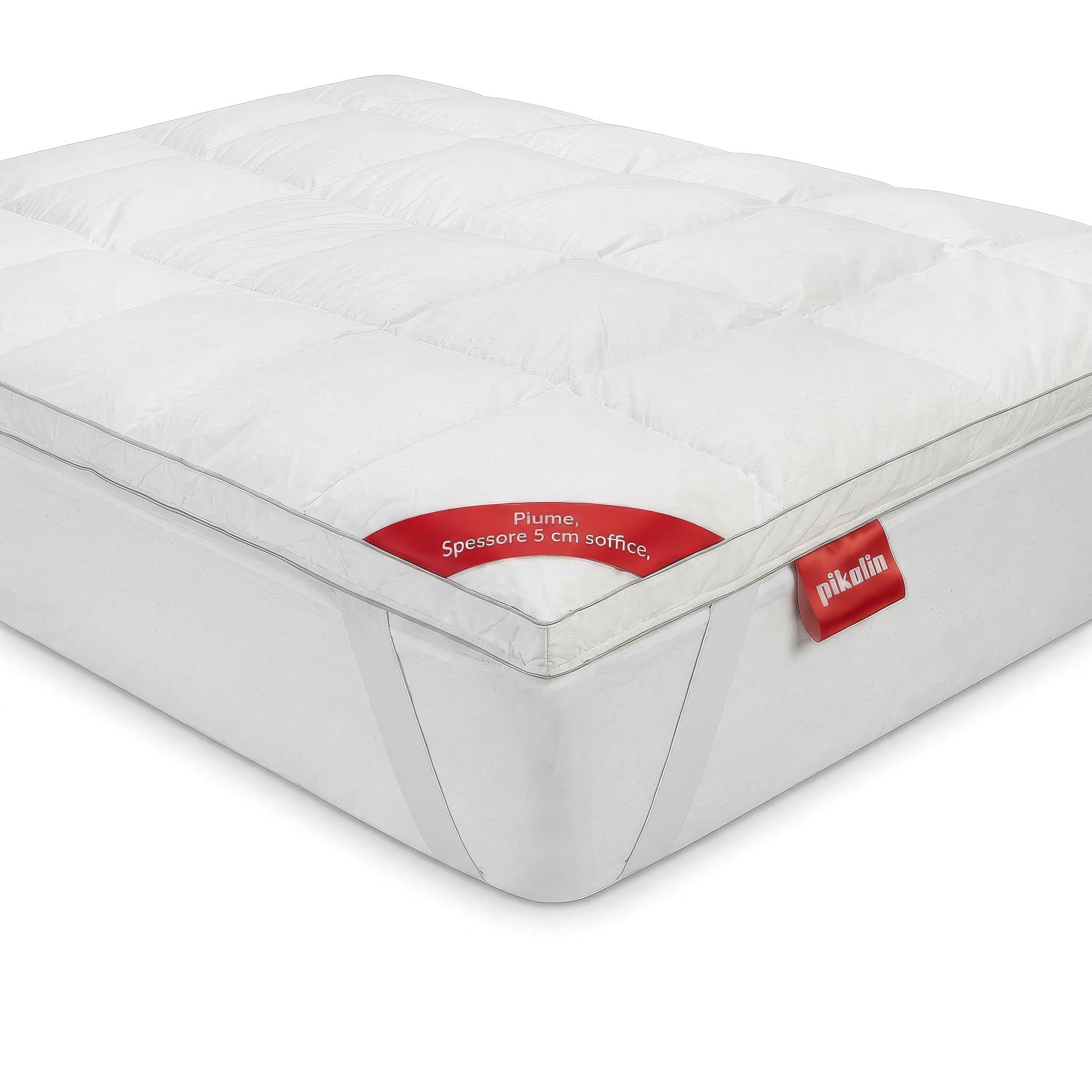 Classic Blanc - Topper / sovramaterasso extra morbido in piumino d'oca, cotone, 180 x 190/200 cm, letto da 180