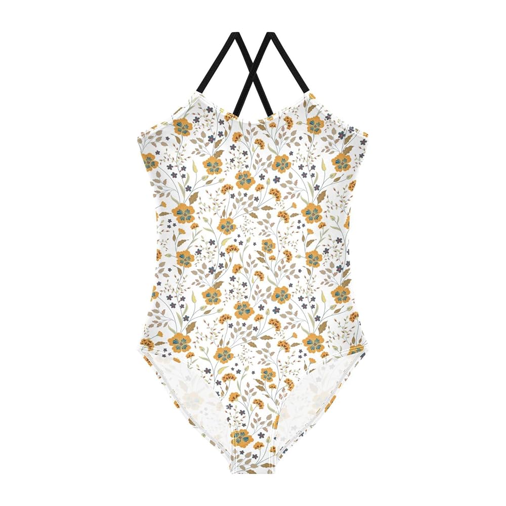 ★ PISCESS★ Flower Stripe One Piece Swimsuit Yellow 500822 Amazon.com: susiyo Cute Little Flowers Girls One Piece