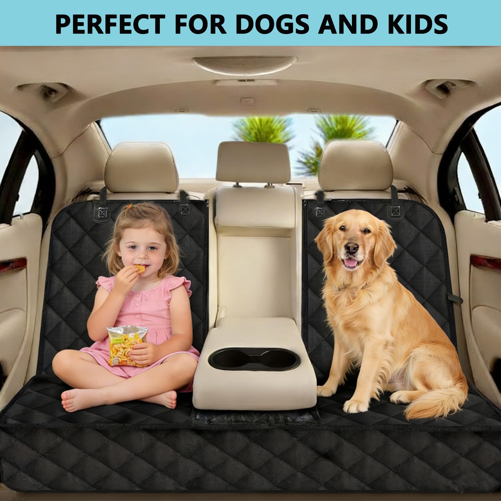 SNZ Housse de Protection pour siège arrière Chien – Couverture imperméable et antidérapante pour Voiture, Coffre et Pique-Nique – Design élégant, Universelle pour Chiens et Autres Animaux