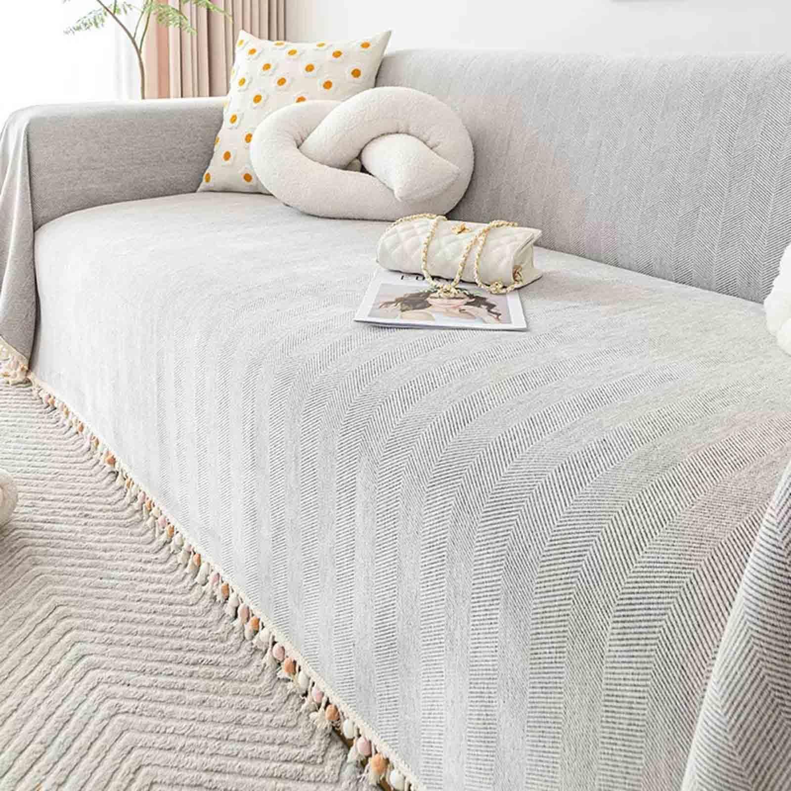 Racib Sofa Throws Large 3 Seater, Throws for Sofas Large, Chenille Extra Large Throws for Settees 4 Seater, Non Slip Sofa Throws Settee Throws for Couch, Armchair and Bed,LightGray-180×340cm