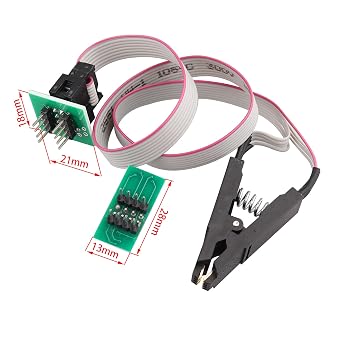 SOIC8 SOP8 Flash Chip IC Test Clip Programming Socket Adapter Board Cable, SOIC8 SOP8 Test Clip with 2 Adapter Boards Compatible with EEPROM 93CXX/25CXX/24CXX in-circuit Programming