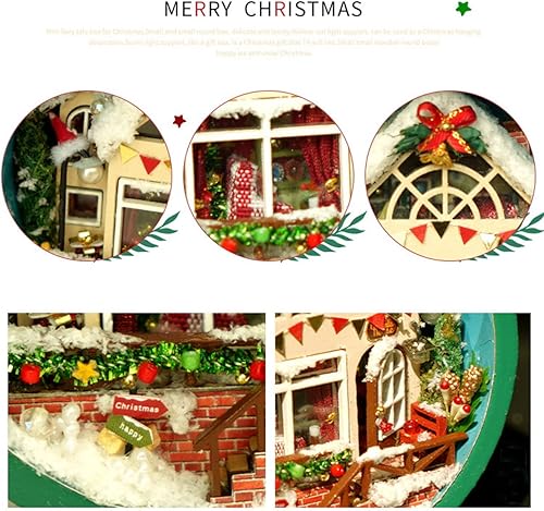 Miniatura 4 de Kit de casa de muñecas en miniatura, kit de fabricación de casa de muñecas para construir cabaña de Navidad de madera
