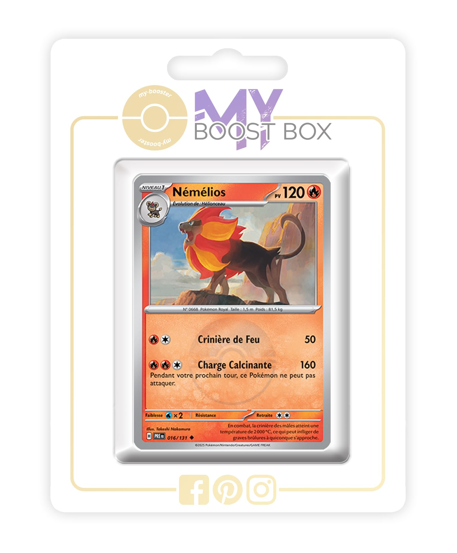 my-booster Némélios (Pyroar) 016/131 Reverse Versione Poké Ball X Écarlate et Violet 8.5 Évolutions Prismatiques - Box di 10 carte Pokémon Francese