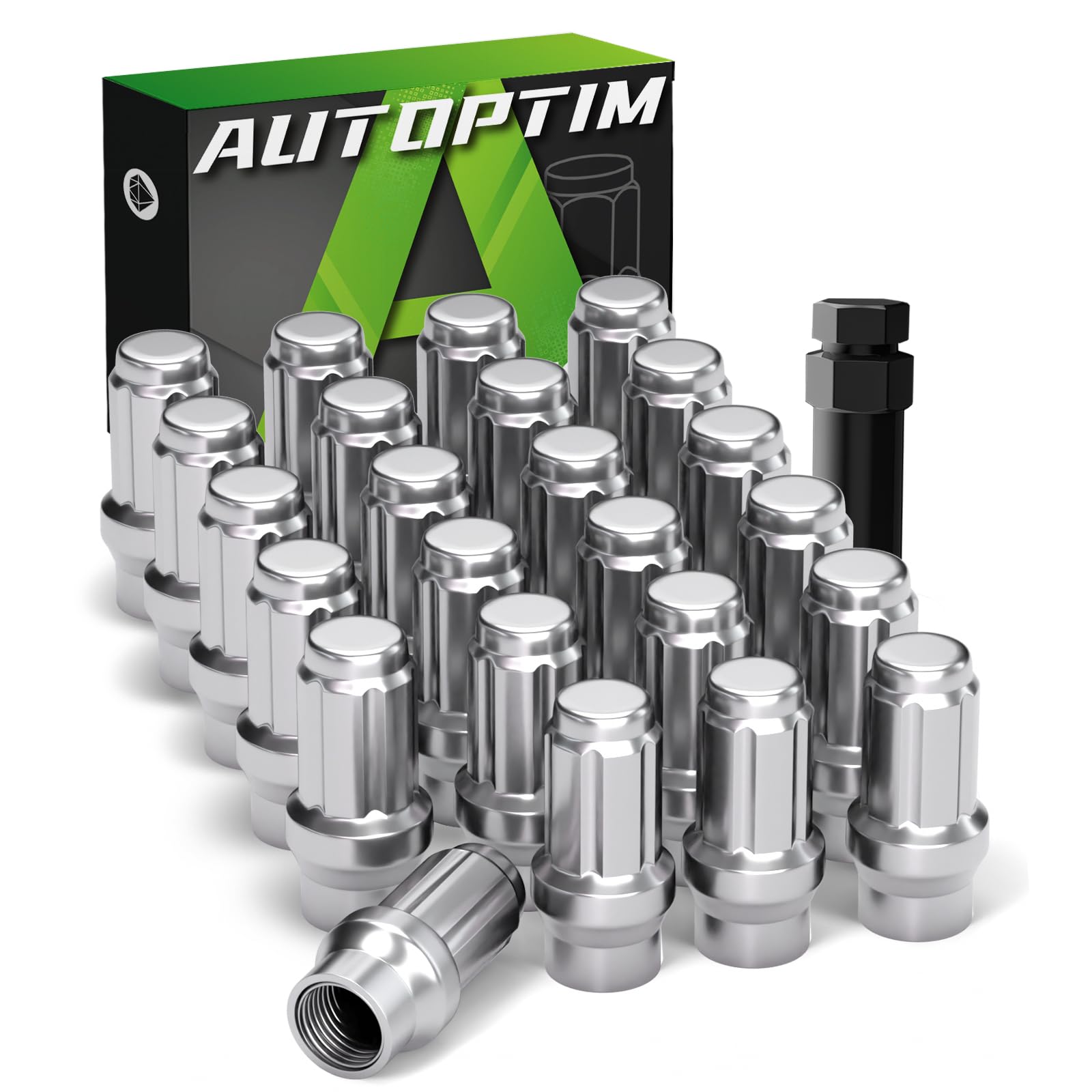 M12x1.5 Extended Lug Nuts - Replacement for Toyota Tacoma 4Runner Aftermarket Wheel, Chrome 24PCS 6 Spline Closed End Bulge Acorn Nut, 17mm Hex, 1.57" Tall, 0.79" Width with 1 Socket Key