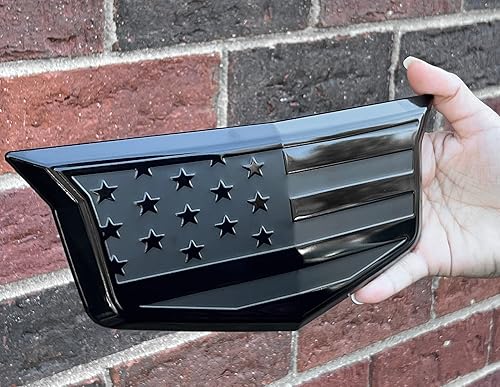 Miniatura 5 de Emblema de metal de aluminio con bandera negra americana para portón trasero (trasero 2015-2020, negro)