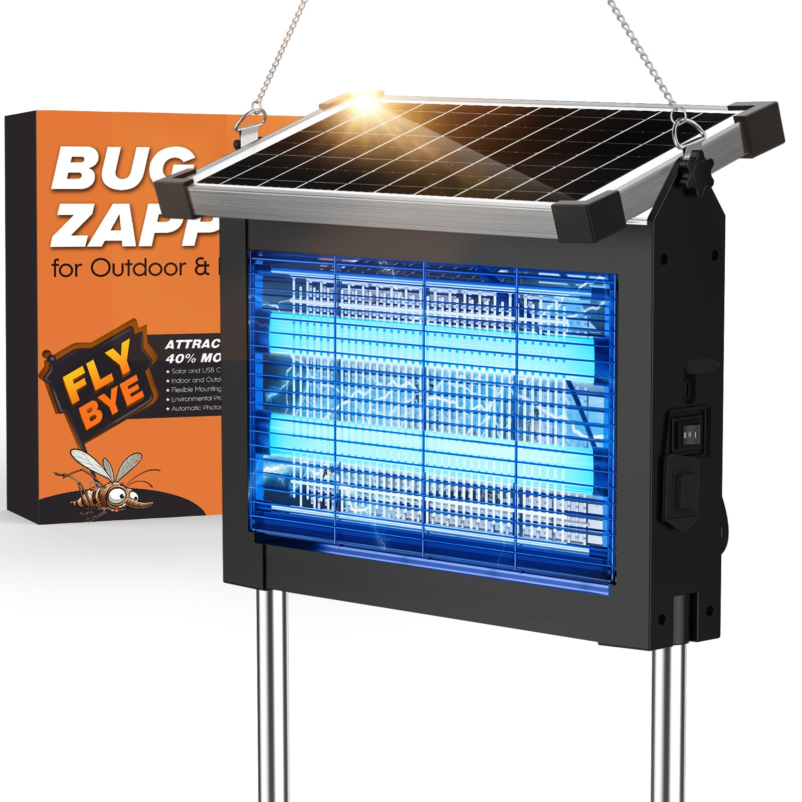 PRANITE Lampada Solare Antizanzare 4000mAh USB Ricaricabile con Luce LED, Zanzariera Portatile per Interni ed Esterni, Viaggi