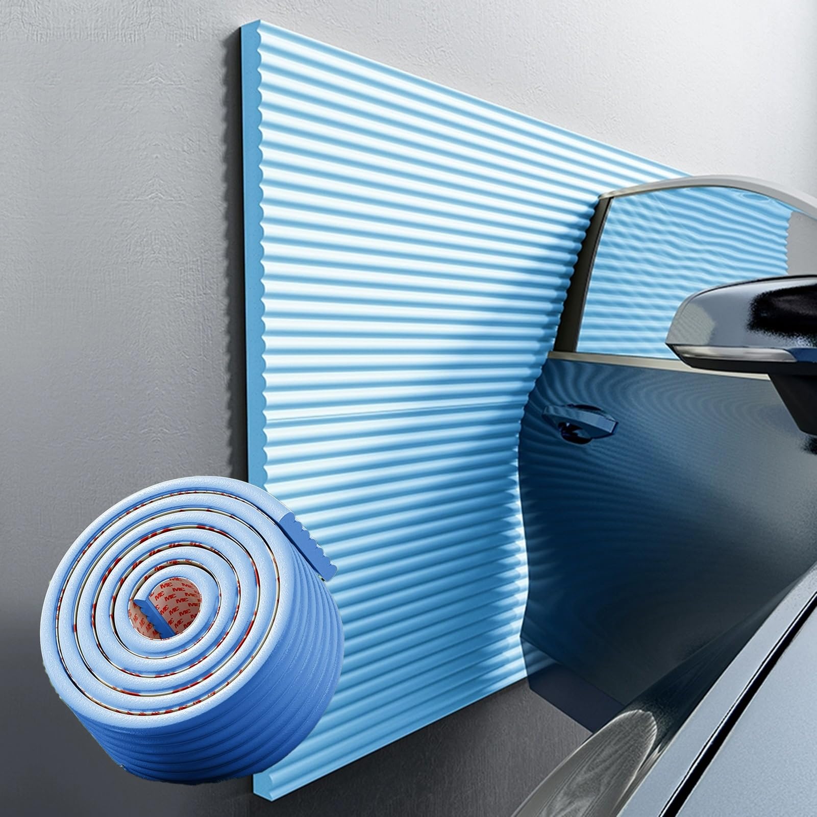 20 cm Wide Garage Wall Protector - Wall Corner Edge Bumper Guards, NBR Foam Protector Padding for Car Door, DIY Cutting Wall Column Guard for Parking Garages, Anti-Collision(Blue,200 cm x 20 cm)