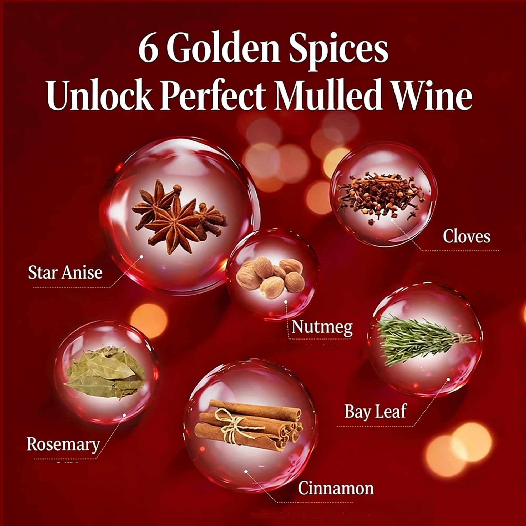 Kit di Spezie per Riscaldarsi in Inverno, Prepara Delizioso Vin Brulé, Sidro Caldo Alcolico e Cocktail Avvolgenti per le Festività Natalizie(110g*1 box (5 packs with filter).)