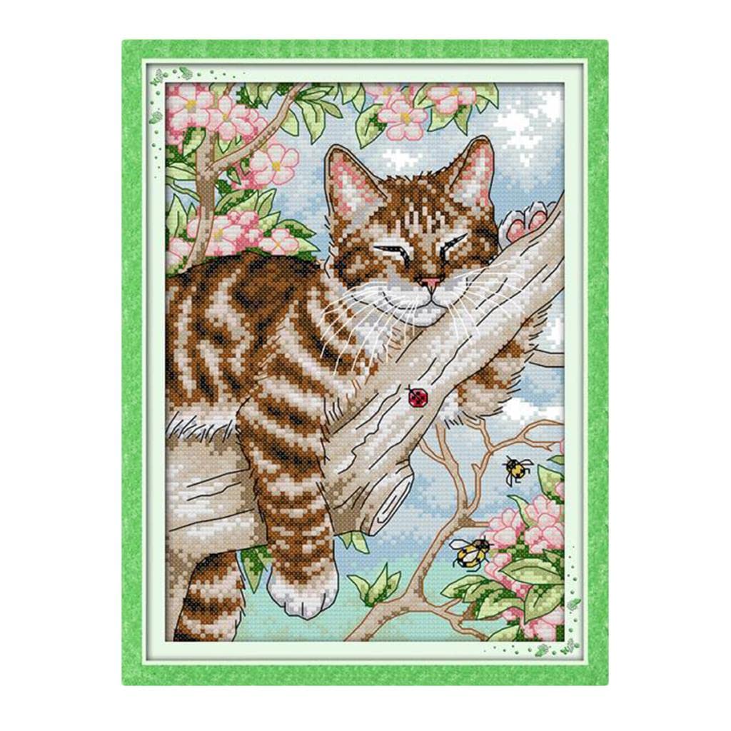 LOOM TREE Counted Cross Stitch Kit Pre-Printed Cat Pattern Needle Crafts 22Ã—31cm 14CT Needlecrafts & Yarn | Embroidery & Cross Stitch | Hand Embroidery Kits | Cross Stitch Kits-image-26