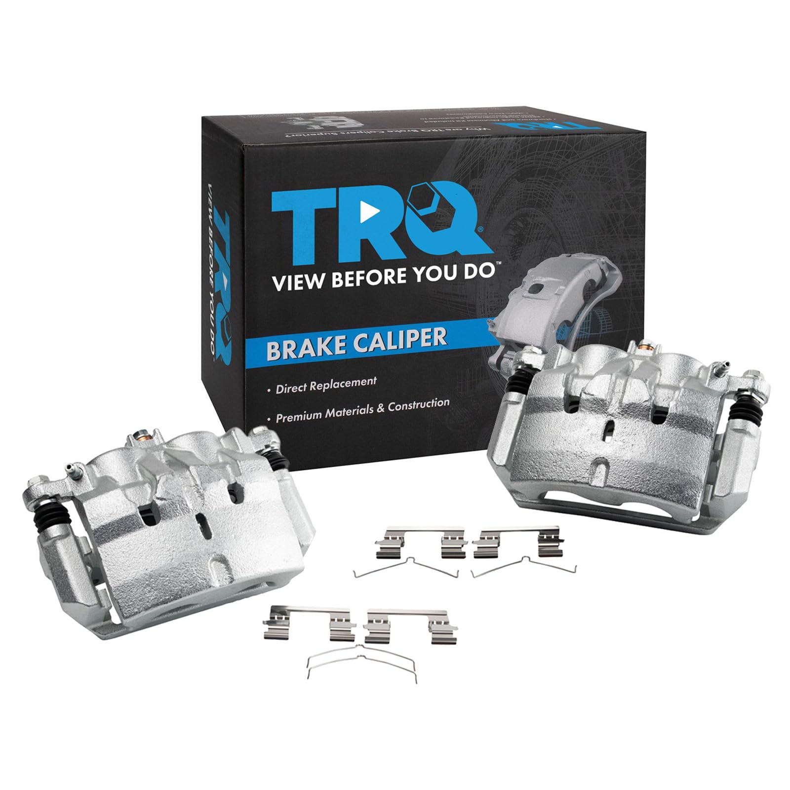 TRQ Front Driver and Passenger Side Brake Caliper Set Caliper Brackets Hardware Compatible with 07-13 Acura MDX 10-13 ZDX