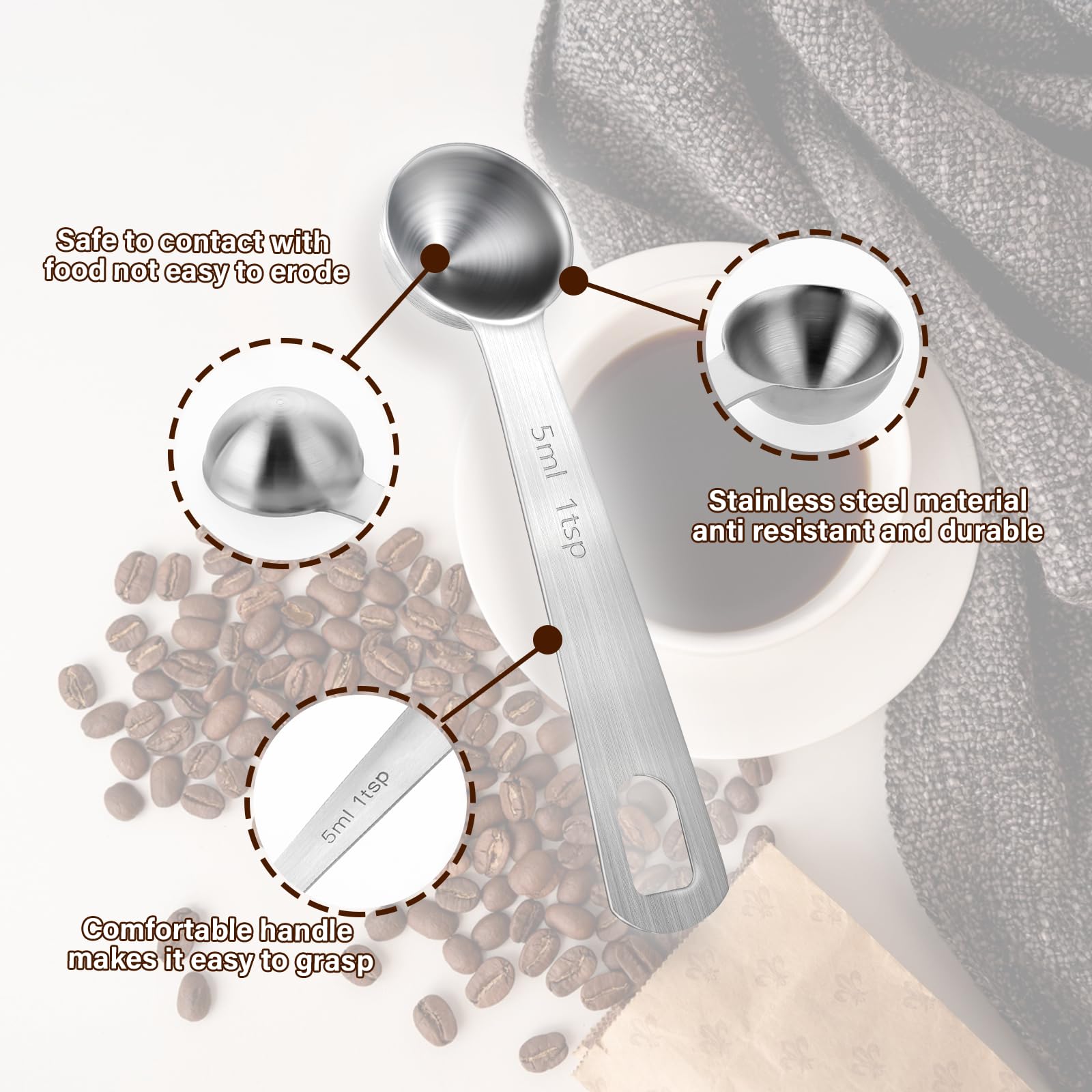 LOT DE 2 Cuillères Doseuses De 5 Ml En Acier Inoxydable - Cuillères Doseuses EUR 16,24 - FR