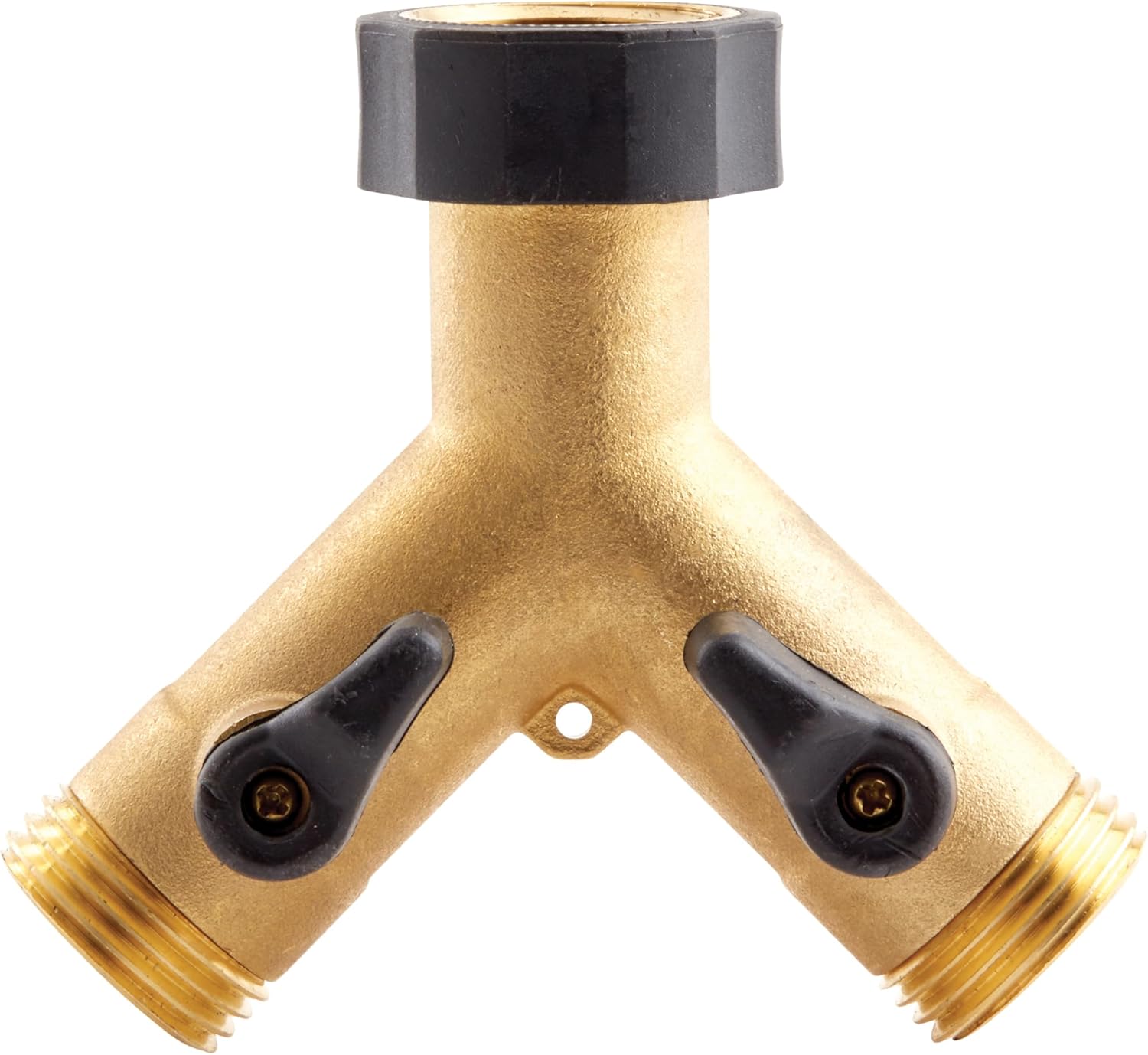Gilmour Heavy Duty 2 Way Garden Hose Splitter, Dual Water Hose Splitter with Shut Off Valve, Brass Water Manifold