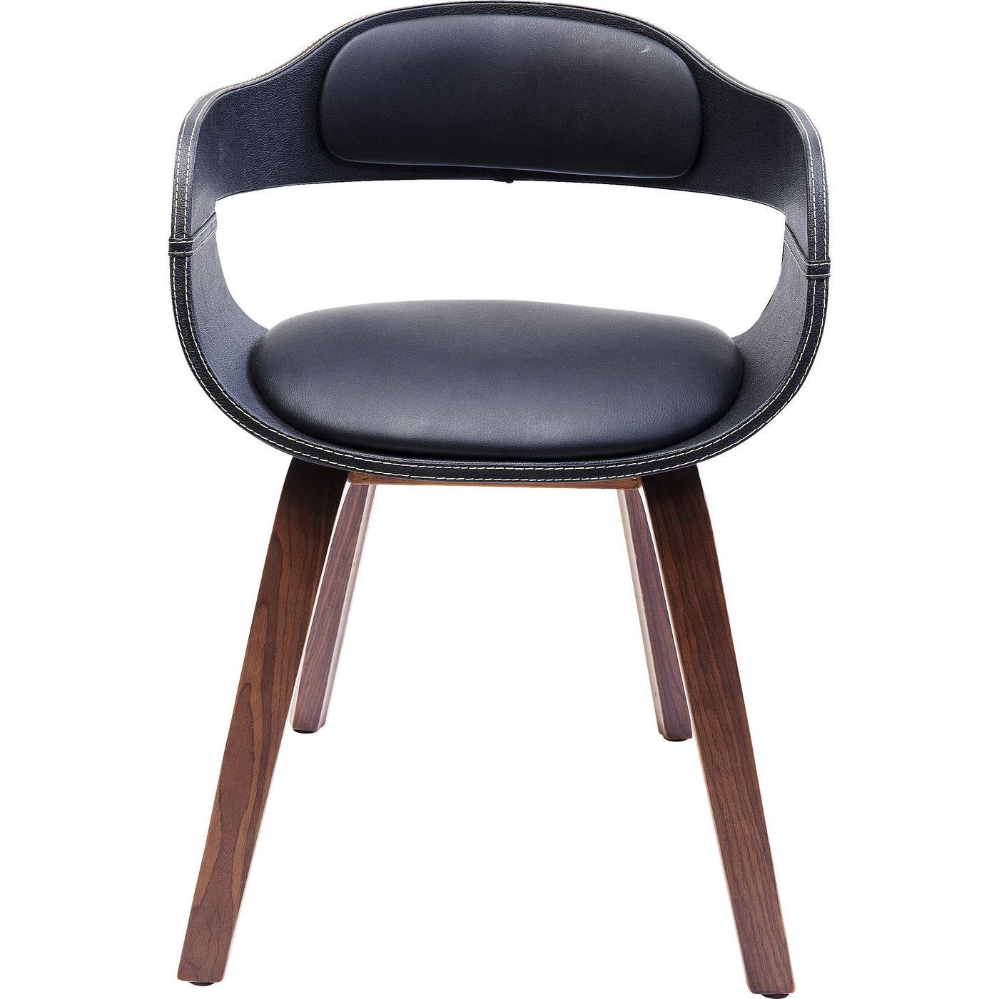 Kare Design Sedia Con Braccioli Costa, Marrone/Nero, 71X51X52Cm, Altezza Piano Seduta 50Cm, Altezza Braccioli 67Cm, Similcuoio, Sedia Sala Da Pranzo, Sedia Ufficio, Stile Retró, Design Elegante