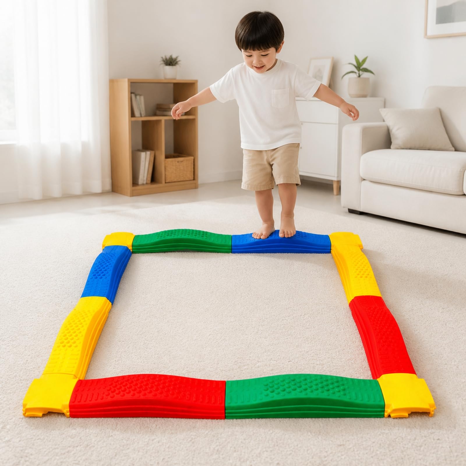 Circuito Equilibrio con Secciones Rectas y Esquinas Antislizante Juguete Sensorial Seguro para Niños en Edad Preescolar, Casa,