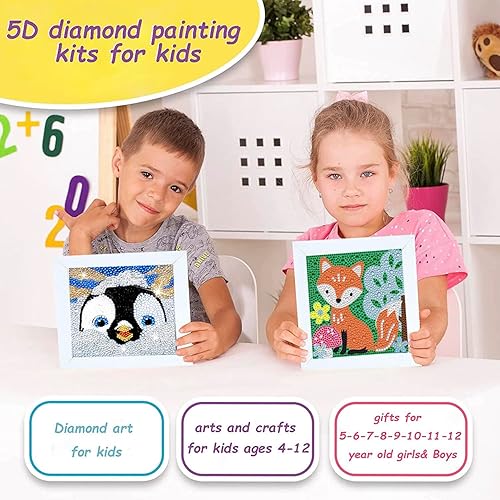 Miniatura 7 de DIYDECORFUN Kit de pintura de diamante de alpaca para niños, animales pingüinos, kits de arte de diamantes 5D por números, pintura de diamantes de