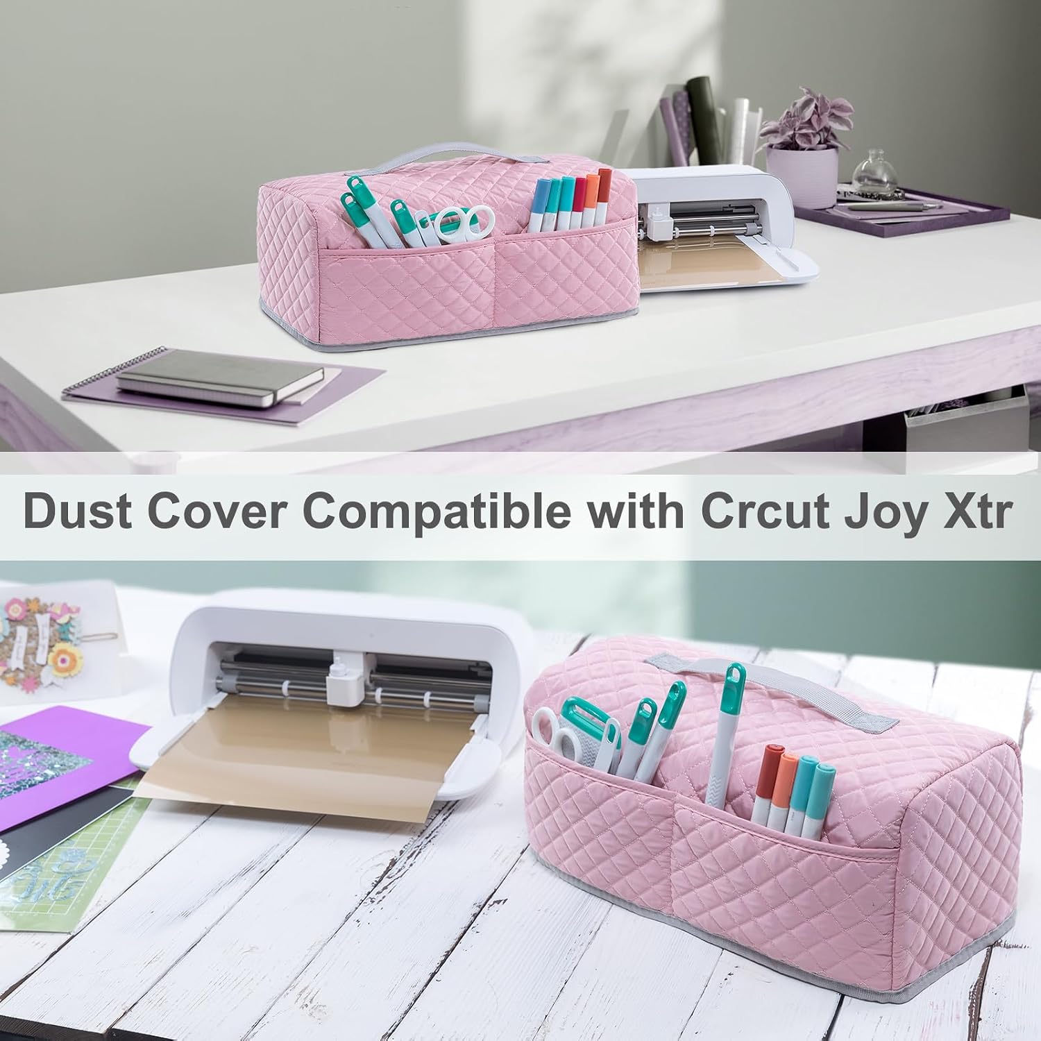 AMOIGEE Dust Cover Compatible with Cricutt Joy Xtra Smart Cutting Machine, fit Cricutt Cover with Pockets for Cricutt Accessories and Tools