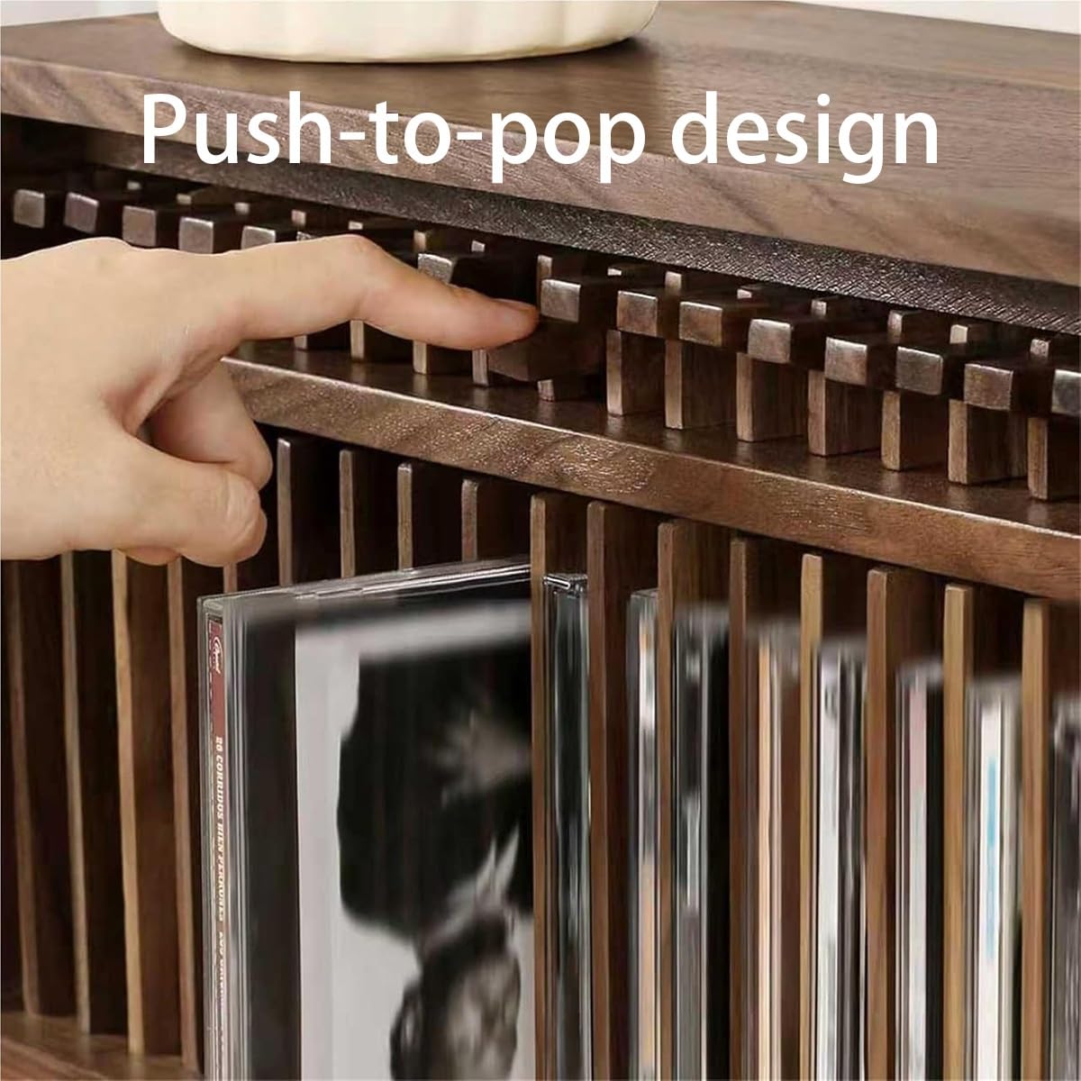 Espositore per 19 CD, in legno, ideale per casa, ufficio, sala musica, sala teatro, resistente struttura in legno di pino