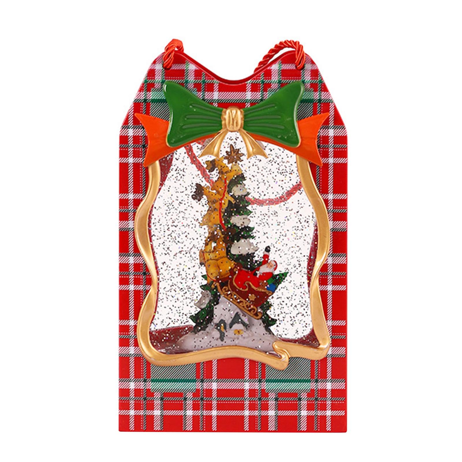 Qianly Boîte à Musique Scène de Noël Éclairée Ornement de Fête Lanterne Décorative Boule Scintillante avec 8 Chansons et Double Alimentation Adapté pour Le, Le Traîneau du Père
