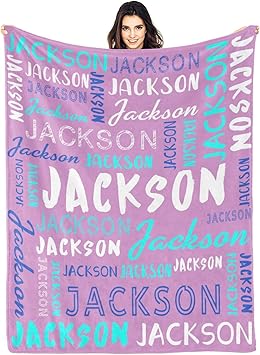 Personalized Name Blanket Customized Baby Blankets for Girls Boys Adults Monogrammed Blankets and Throws Christmas Birthday Mothers Fathers Valentines Day Gift