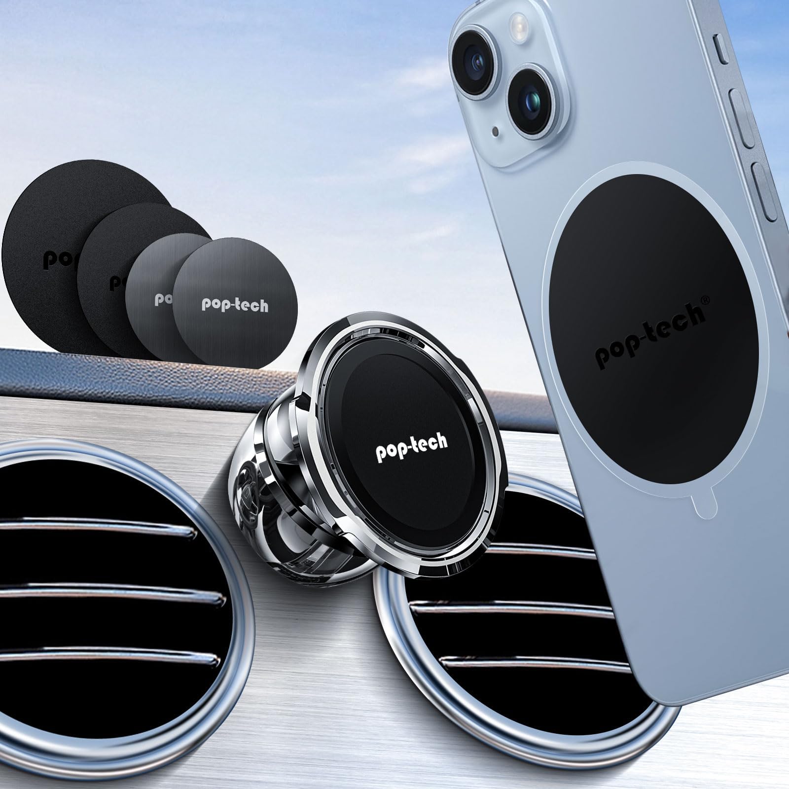 pop-tech Magnetic Car Phone Mount Holder