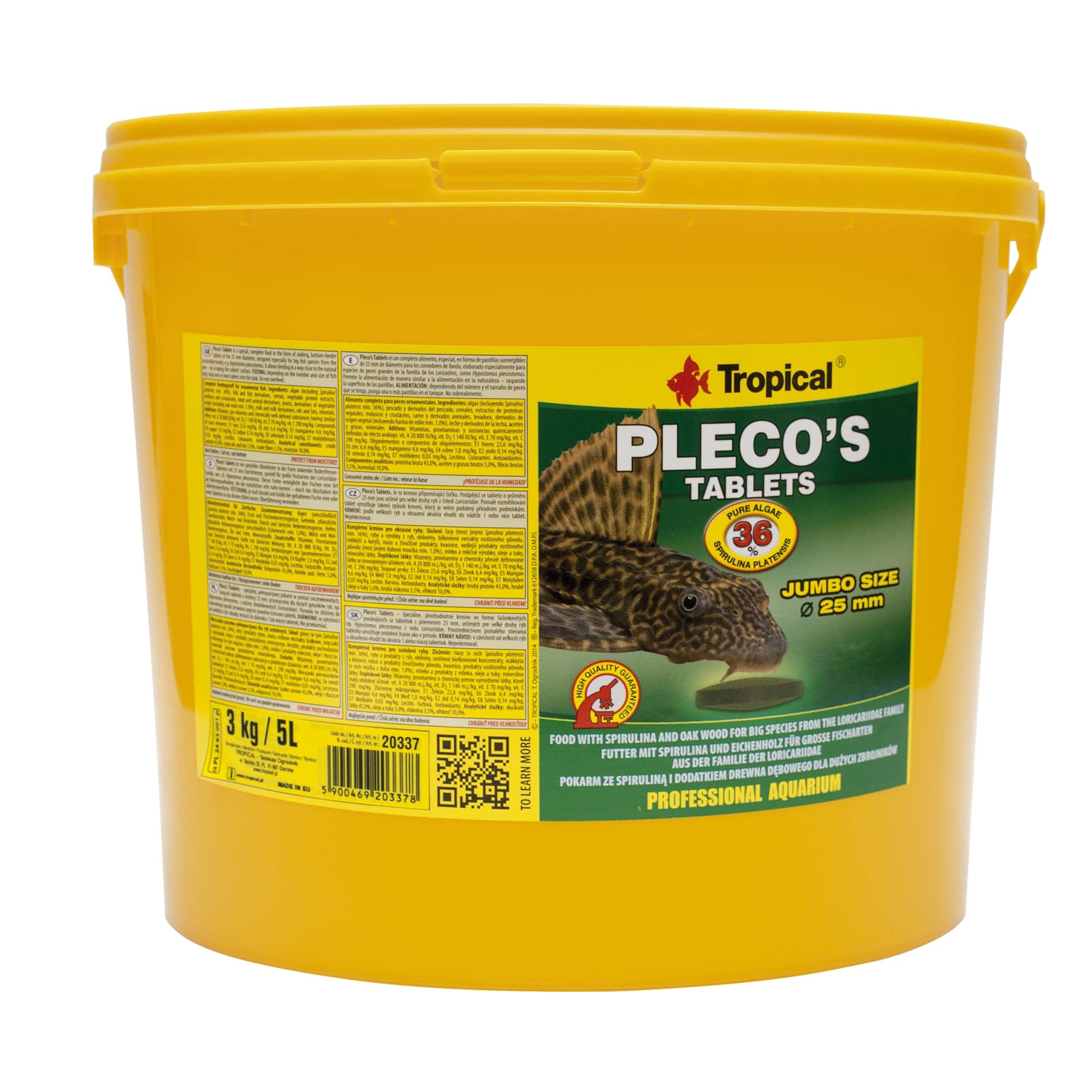 PLECO'S TABLETS 5L / 3kg - sinking food tablets with spirulina & oak meal for large catfish (loricariidae family) — image 1