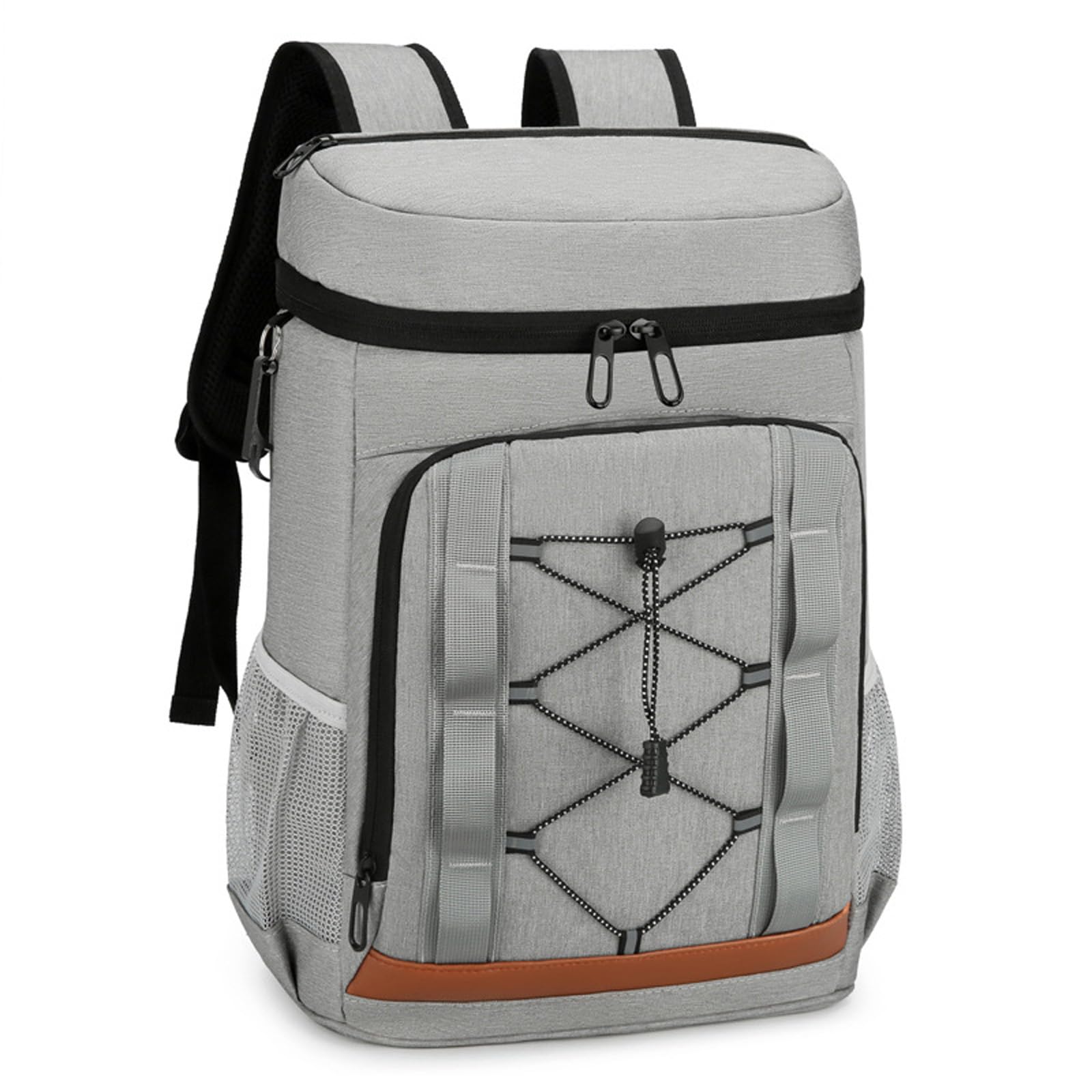 Insulated Cooler Backpack Large Capacity Lunch Bag Thermal Picnic Backpack Durable Lightweight Cool Bag for Outdoor Beach Picnic Camping (light grey)