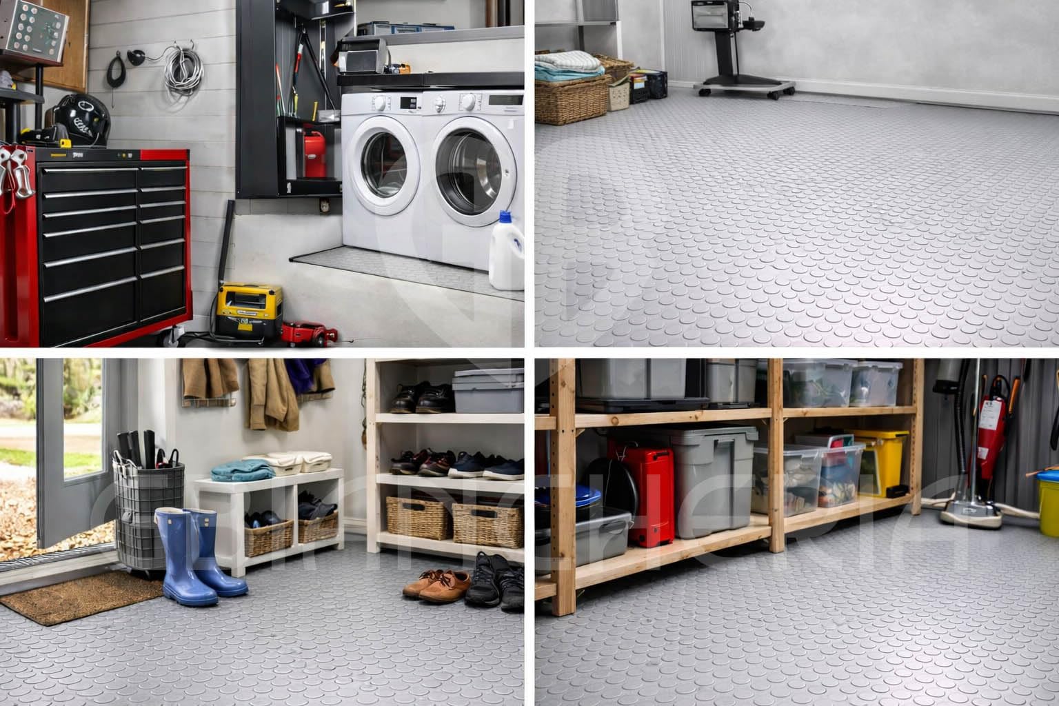 Pavimento in PVC Bollato Antiscivolo Grigio – Tappeto Flessibile e Resistente 1 mm – Rivestimento per Garage, Magazzini, Laboratori – Facile da Pulire (1 m x 5 m)