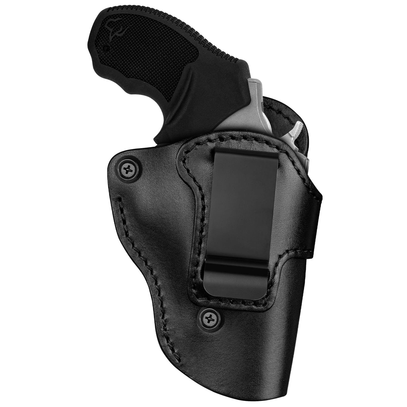 Premium IWB Leather Holster for Most 38 Special & J Frame Revolvers for Taurus 327/380/856/85, S&W 637/442/640/642, Ruger LCR/SP101, Kimber 6S and Rossi Model 68, Fit 2" - 2.25", Black, Right/Left
