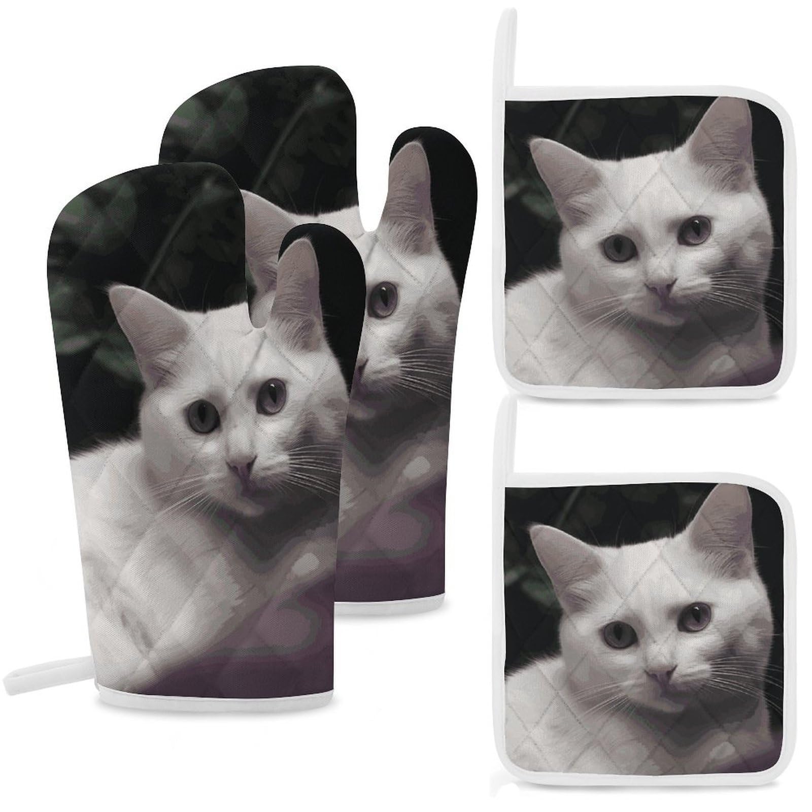 Maniques de cuisine chat blanc : idée cadeau pour cuisiniers et boulangers
