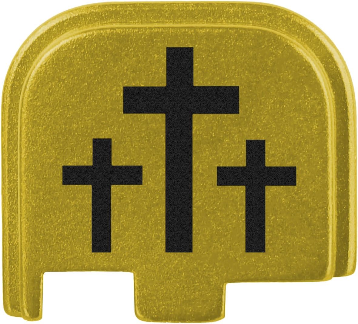 NDZ Performance Slide Cover Back Plate for Glock 43 43X 48 & PSA Dagger Micro – Aluminum Upgrade with Black Engraving – 3 Crosses – Gold