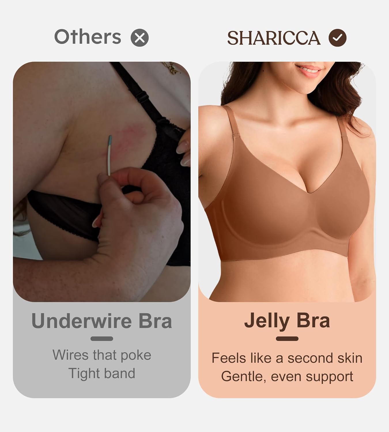 Jelly Bras for Women No Underwire - Wireless Seamless Padded Bralette, Full Coverage Back Smoothing Bra with Support (S-2XL) - Image 5