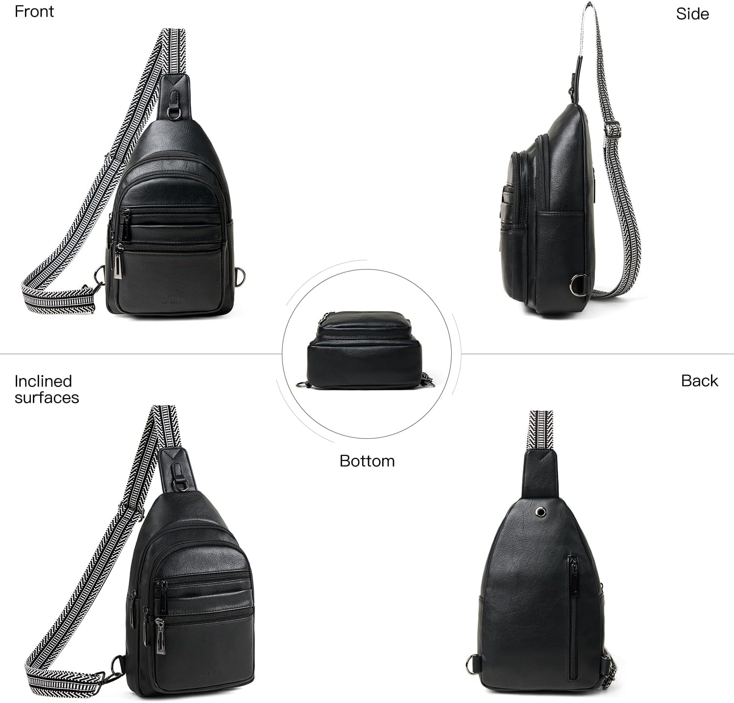 Sling Bag for Women Cross Body Bags Fanny Packs Shoulder Bag Sling Backpack Vegan Leather Trendy Travel Purses Black - Image 5